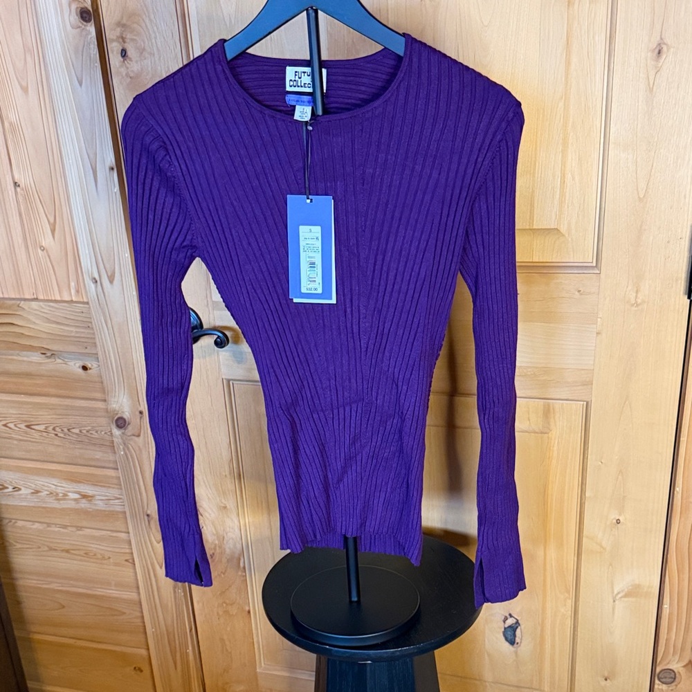 a new day Women's Long Sleeve Ribbed Top - Rich Purple